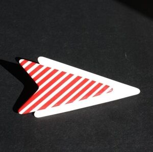 Vintage 1980s Arrow Brooch Large Red and white stripes lightweight New Wave